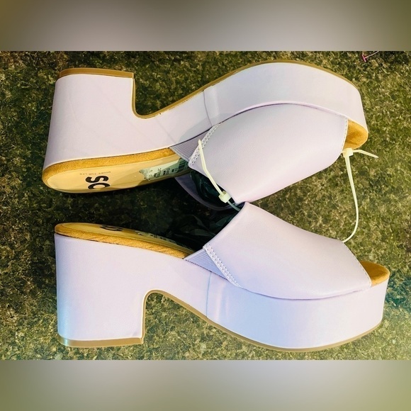 🌟HP🌟 LILAC LAVENDER Chunky Heel Mules Clogs Platform Summer Spring Picnic 90s - Picture 5 of 16